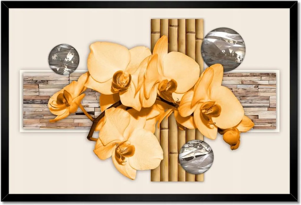 Poszter keretben 60x40 Narancssárga orchidea