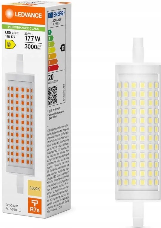 Led izzó Izzó R7s 20W 177W 3000lm 3000K Meleg 300° Ledvance