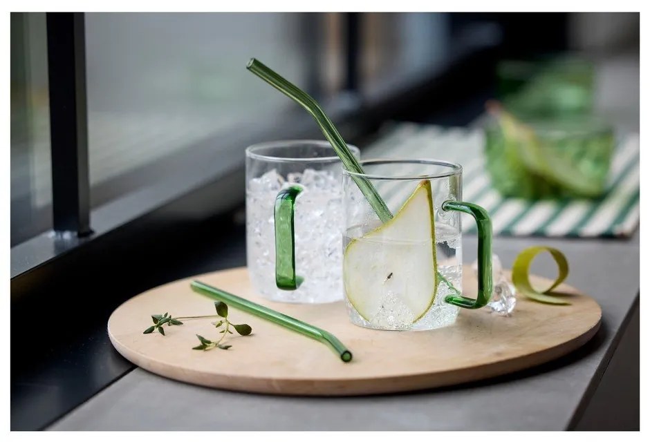 Üveg szívószál készlet tisztítókefével, 4 db-os – Lyngby Glas