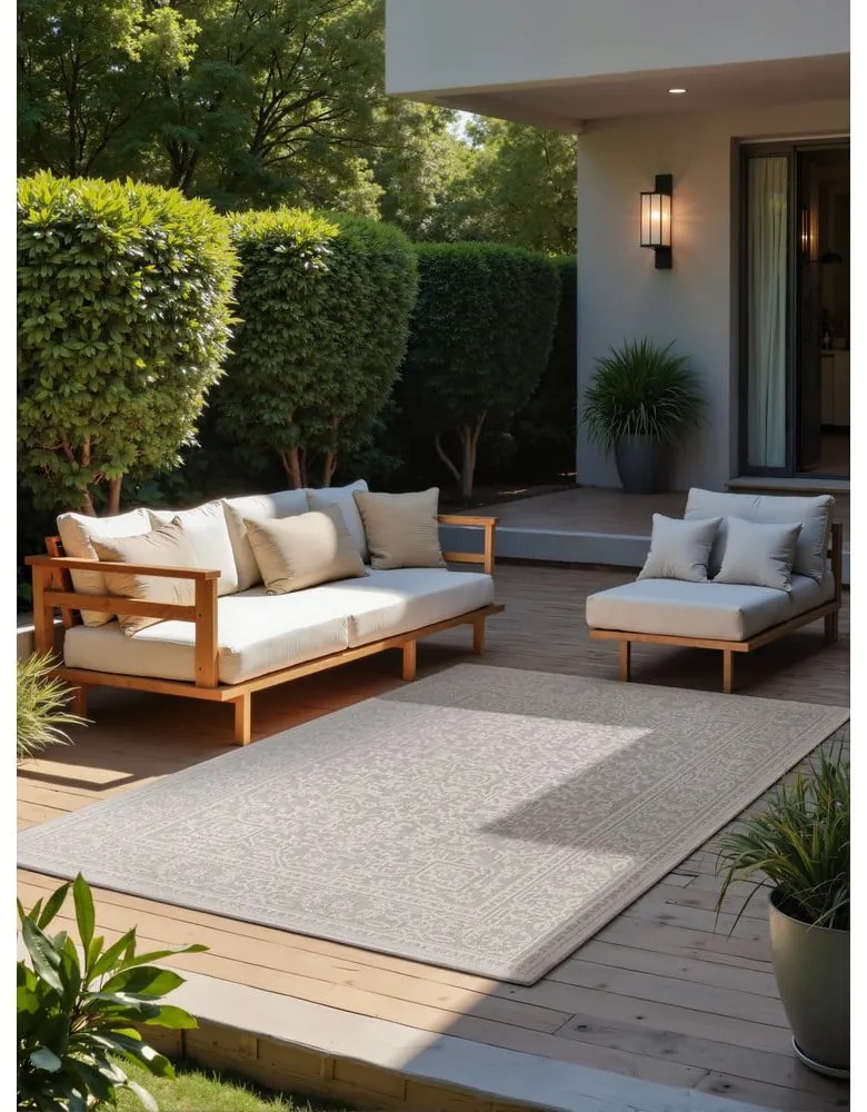 Szürke-elefántcsont színű kültéri-beltéri szőnyeg 200x290 cm Duet Kona – NORTHRUGS