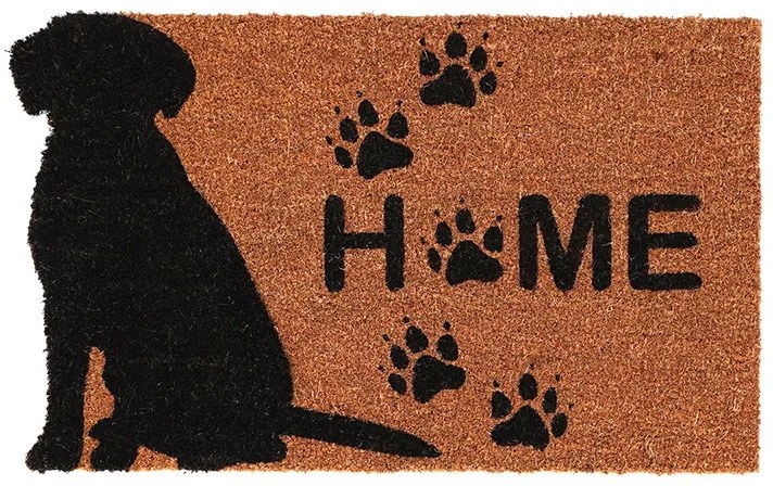 Home feliratos, kutyás kókuszrost lábtörlő 75x45 cm
