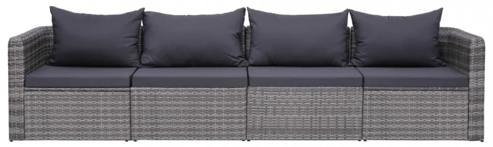 4-részes szürke polyrattan kerti ülőgarnitúra párnákkal