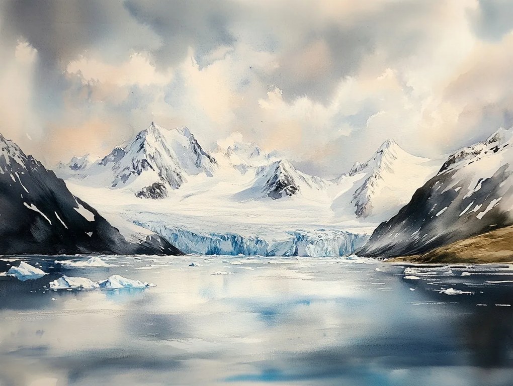 Vászonkép Canvas Tájkép Kilátás Hegyek Tó Gleccser Hó Jég 80x60