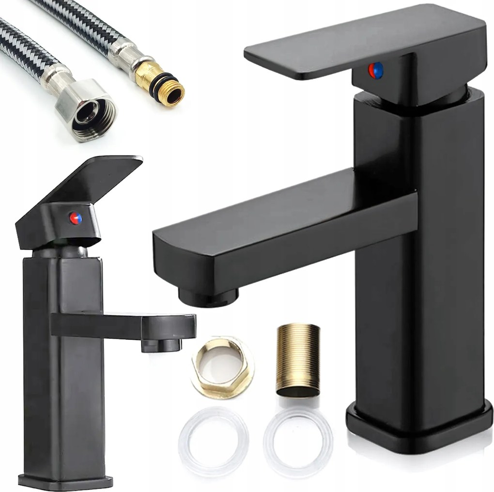 Fekete Álló Mosdó Csaptelep Fürdőszoba Cubic Loft Mosdó Csaptelep