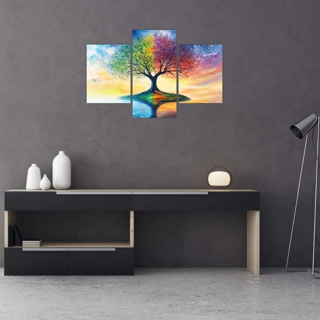 Kép – Évszakok festett fája (90x60 cm)