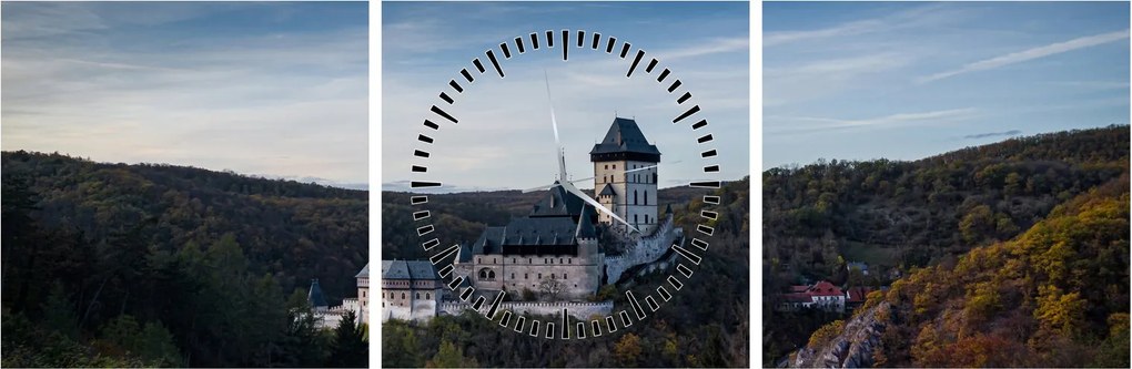 Karlstejn képe (órával) (90x30 cm)