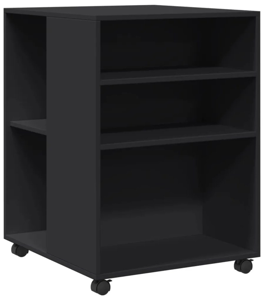 fekete szerelt fa kisasztal kerekekkel 55 x 60 x 78 cm
