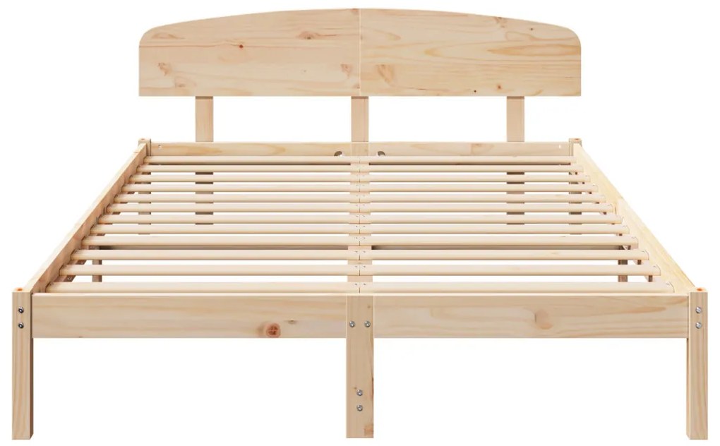 vidaXL Ágykeret fejtámlával Természetes 150 x 200 cm Tömör fenyőfa