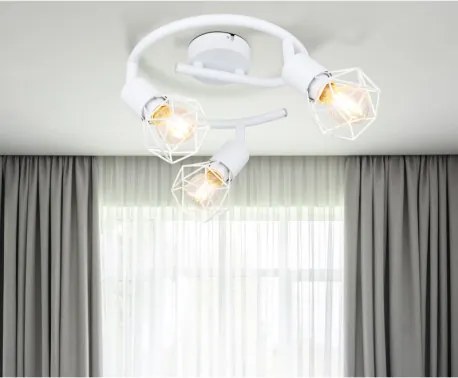 Globo 54802W-3 Mennyezeti spotlámpa, fém fehér, fehér fém rács, ø:230mm, M:180mm, 3xE14 40W 230V izzók nélkül