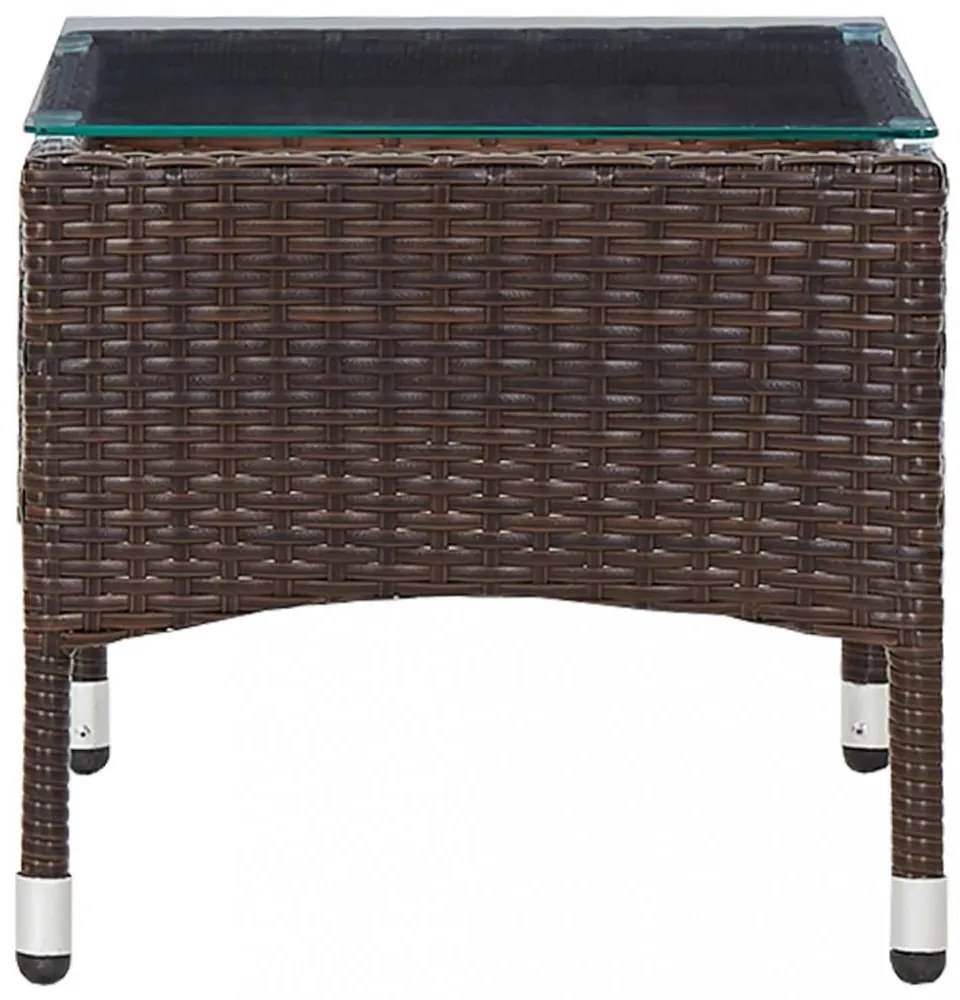 barna polyrattan dohányzóasztal 60 x 40 x 36 cm