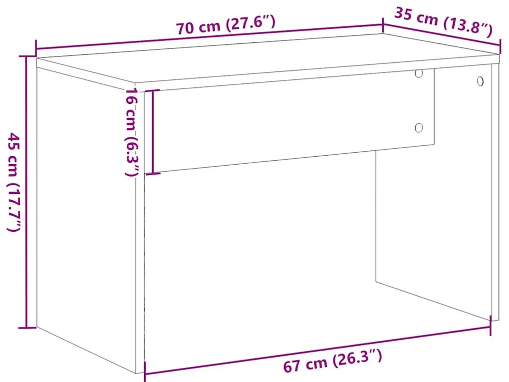 öltözőszék Régi fa 70x35x45 cm Gépelt fa