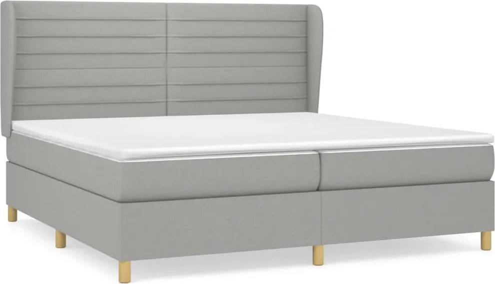 vidaXL világosszürke szövet rugós ágy matraccal 200 x 200 cm