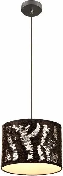 Függőlámpa fekete, ezüst flitterek, Crazy 1xE27 60W Reality