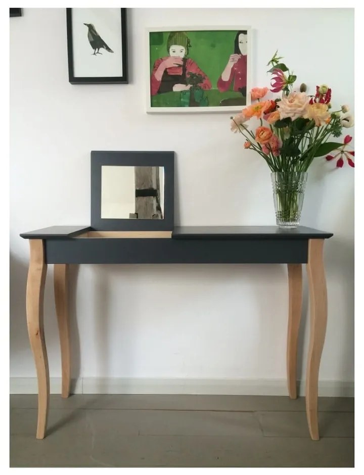 Dressing Table grafitszürke fésülködőasztal tükörrel, hosszúság 85 cm - Ragaba
