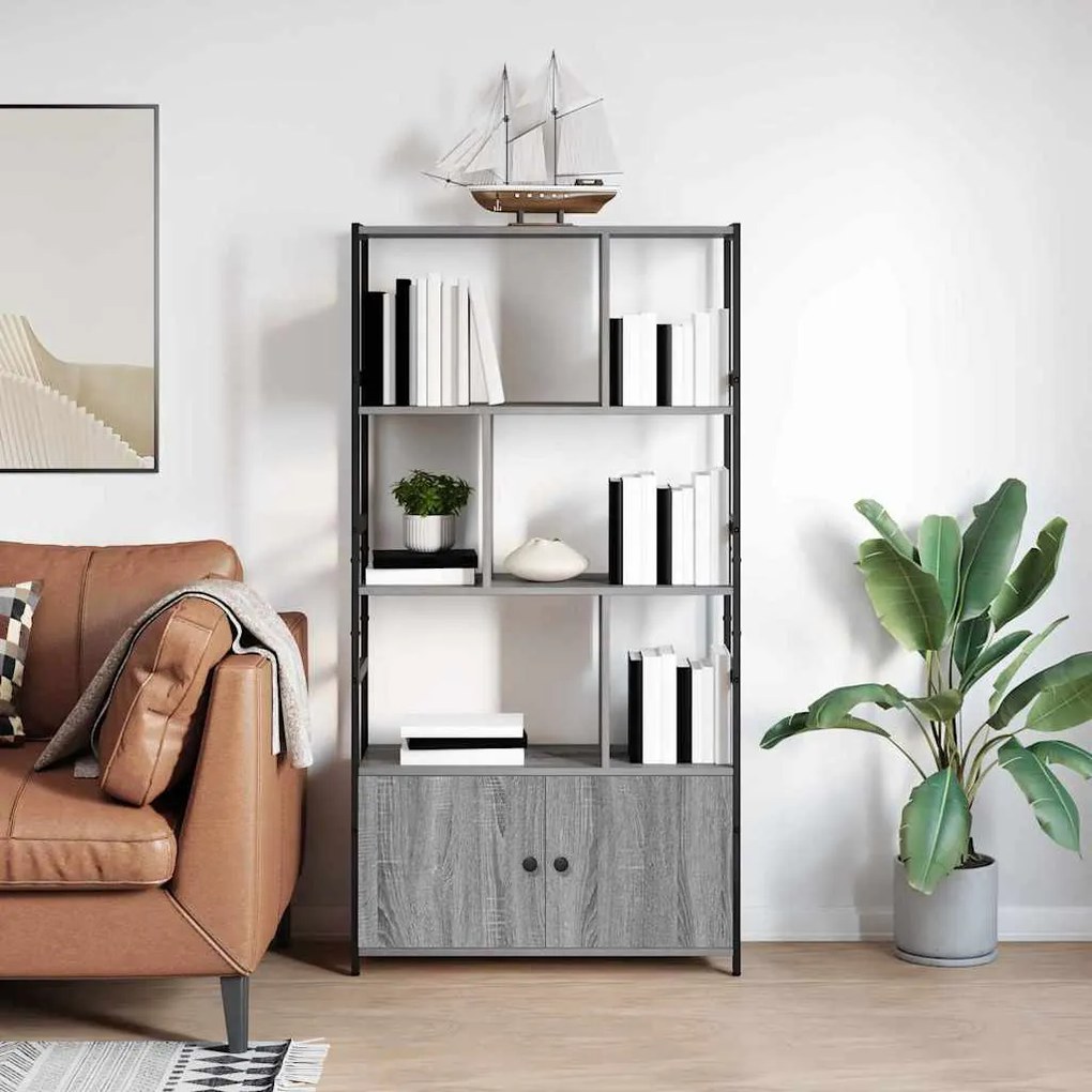 Könyvespolc Szürke sonoma 80 x 30 x 155.5 cm Faanyag