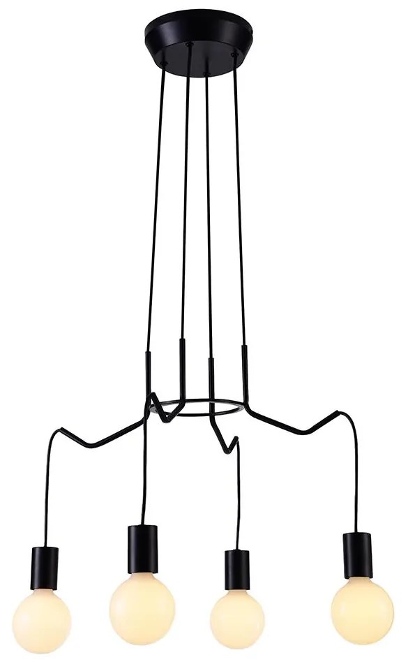 Csillár zsinóron BASSO 4xE27/40W/230V fekete