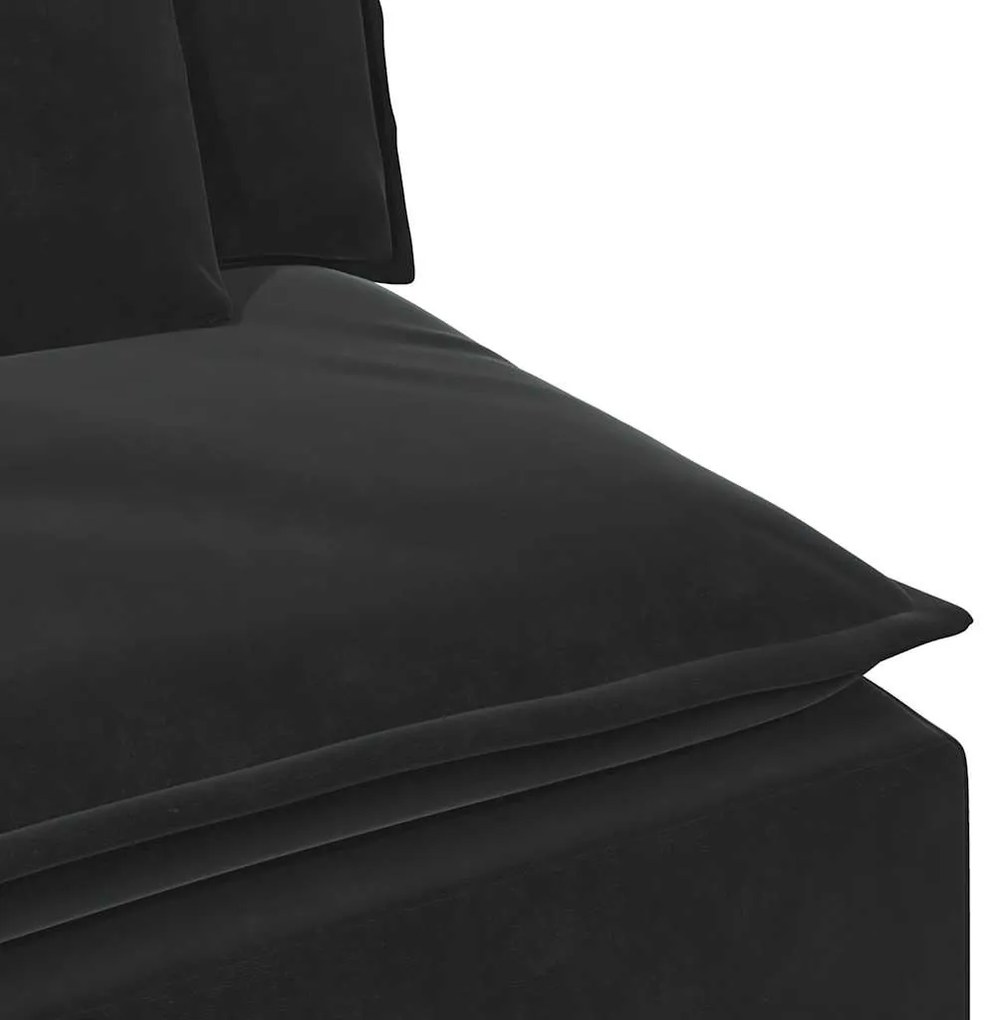 fekete moduláris kanapé karfás végmodul párnákkal 100 cm