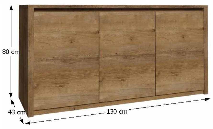 Montana K3D 3 ajtós komód Sötétszürke N