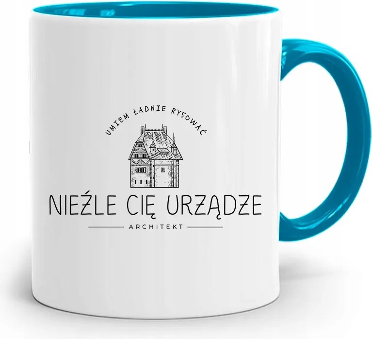 Kék Építész Bögre, fényképes nyomott mintával