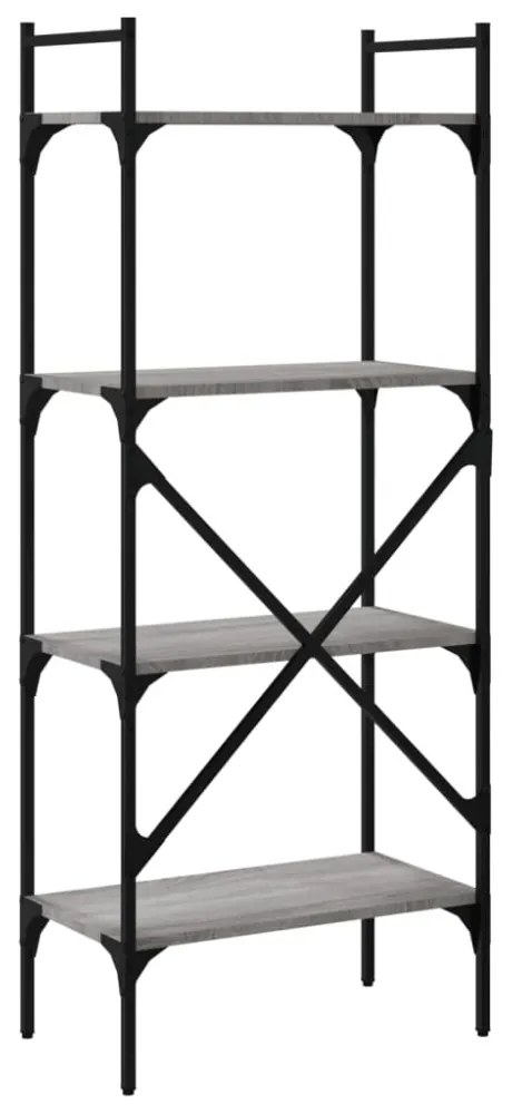 4 szintes szürke sonoma színű fa könyvespolc 56x31,5x138,5 cm