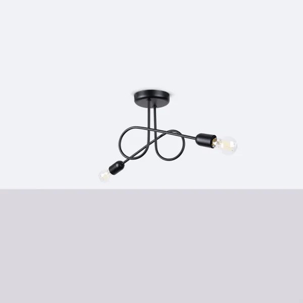 Sollux SL.1472 - Felületre szerelhető csillár LOOP 2xE27/15W/230V fekete