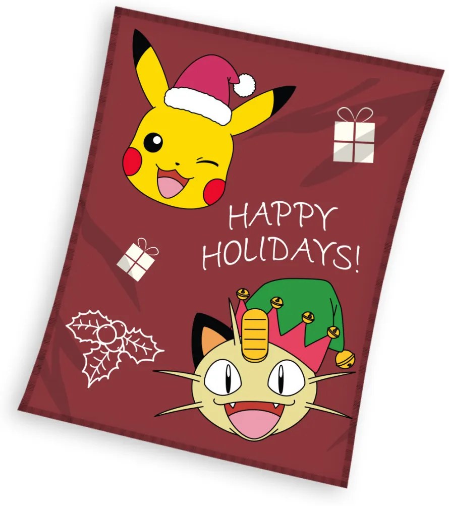 Pokémon Happy Holidays Karácsonyi polár takaró 130x160cm