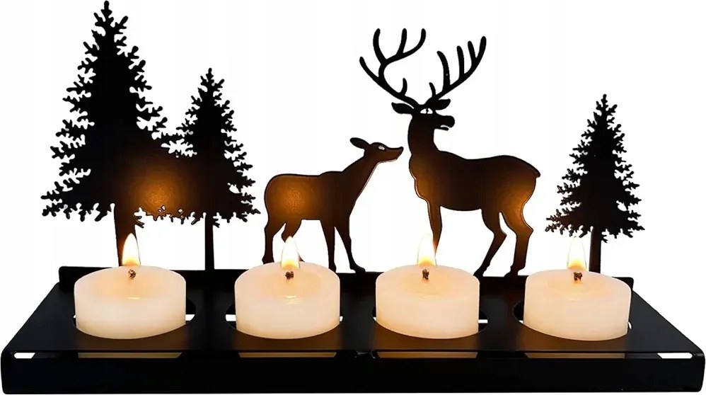 Elegáns Fém Gyertyatartó 4 Gyertyához – Karácsonyi dekoráció