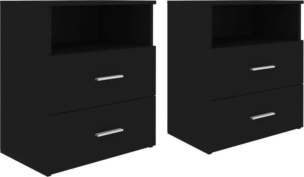 vidaXL 2 db fekete éjjeliszekrény 50 x 32 x 60 cm