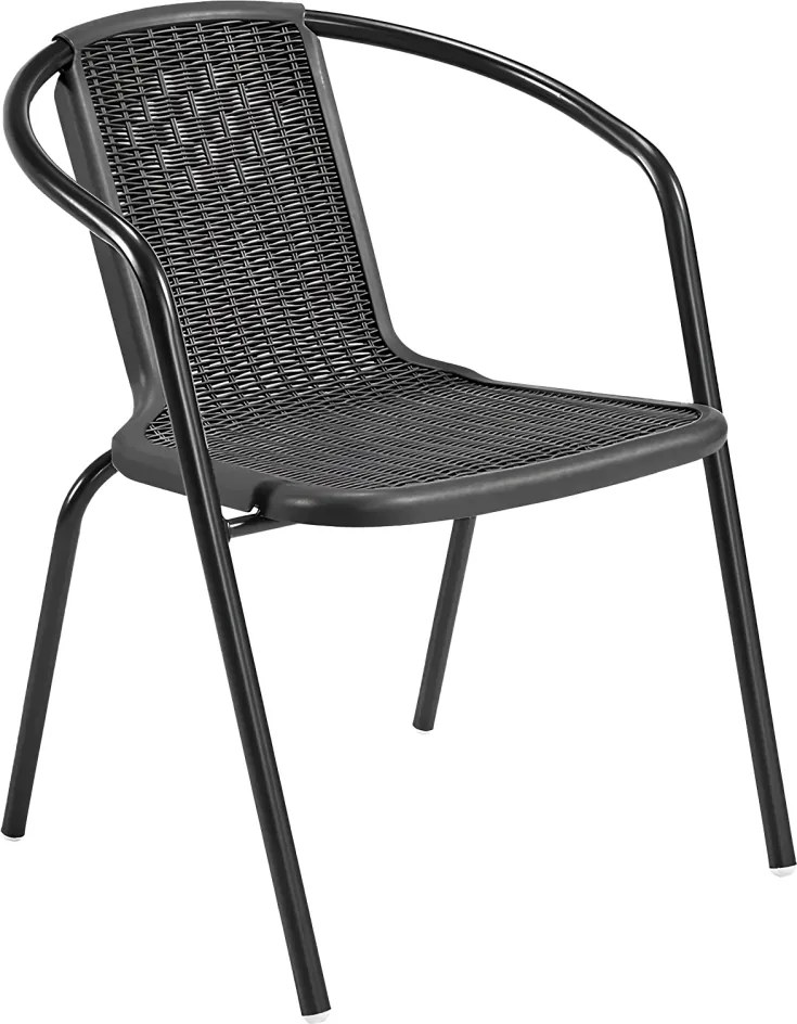 Kerti rakásolható szék, fekete, acél/műanyag, FRENY