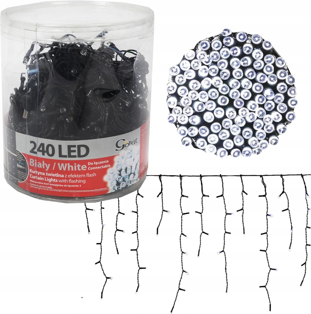 Függöny 240 LED-es lámpa flash és aljzattal