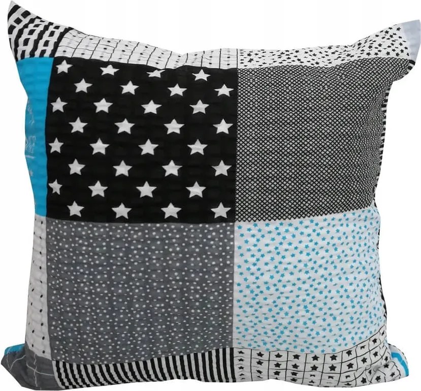 Fakéreg párnahuzat 50x60 grafit-türkiz kockás