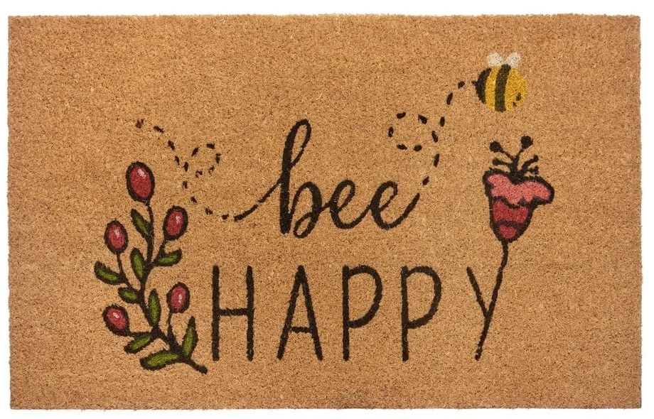 Kókuszrost lábtörlő 75x45 cm Bee Happy - Hanse Home