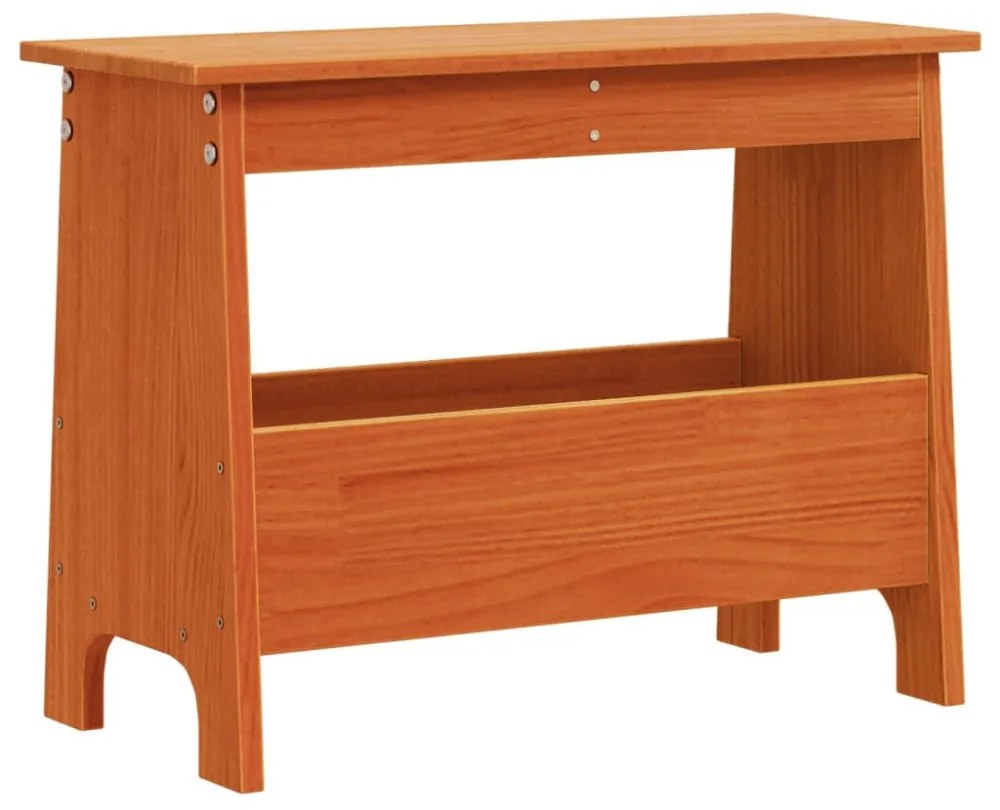 viaszbarna tömör fenyőfa előszoba pad 60x28x45 cm