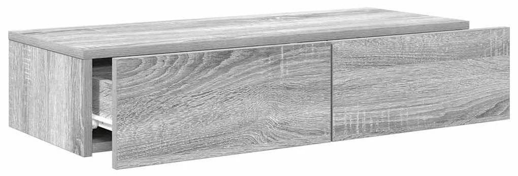 Falipolc fiókokkal szürke sonoma 80x33x17 cm műszaki fa