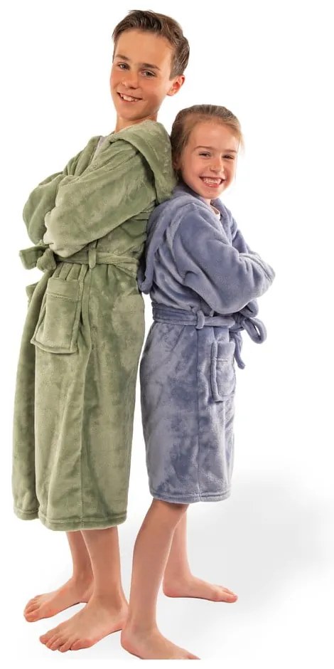 Kék mikroplüss gyerek fürdőköpeny, 134-140 Delux – Tiseco Home Studio