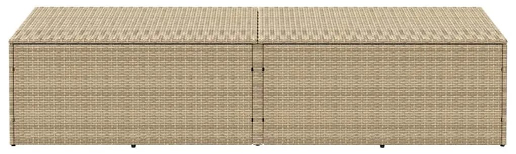 bézs polyrattan kerti tárolóláda 220x50x58 cm