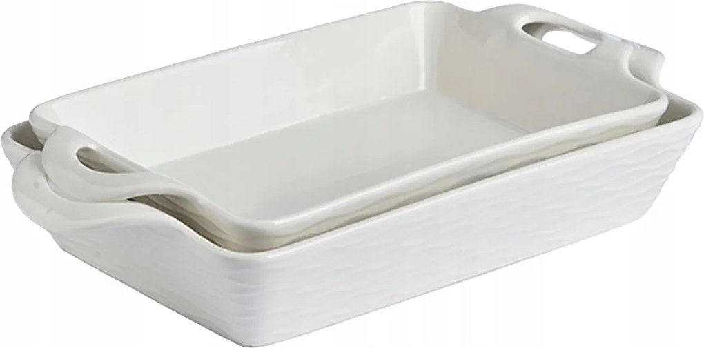 2 db-os téglalap alakú sütőedény szett nyitott porcelán nyéllel