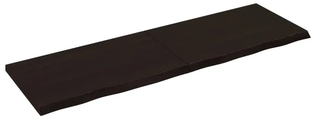 sötétbarna kezelt tömör tölgyfa fali polc 160 x 50 x (2-4) cm