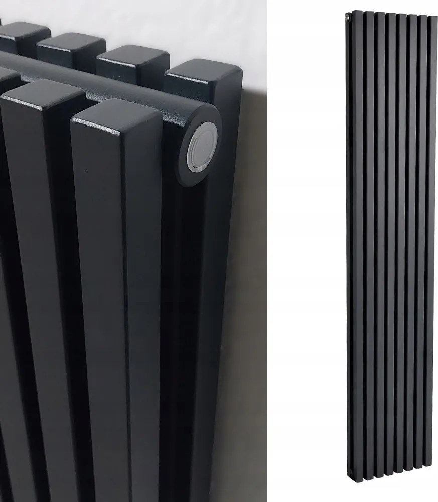 Dekorációs radiátor függőleges panel Sqd 1800x630 fekete bal/jobb