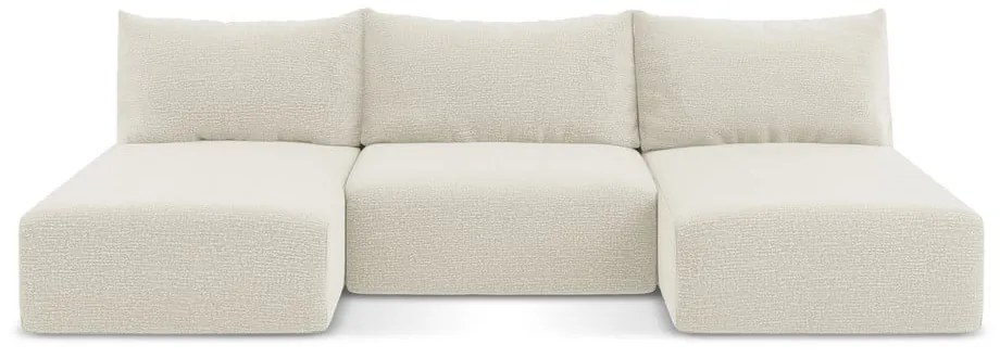 Krémszínű kinyitható-tárolóhelyes sarokkanapé Kalena – Makamii