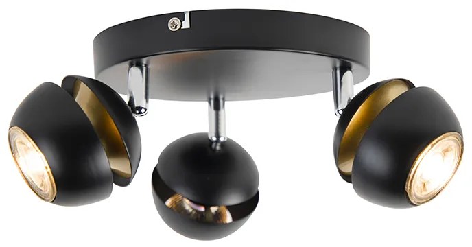 Modern spotlámpa 3-lámpás fekete arannyal belül - Buell Deluxe