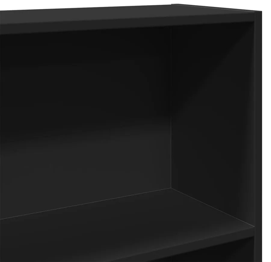 fekete szerelt fa könyvszekrény 80 x 24 x 176 cm