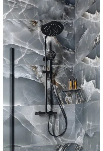 Sapho - SOLARIS matt fekete zuhanyszett csapteleppel