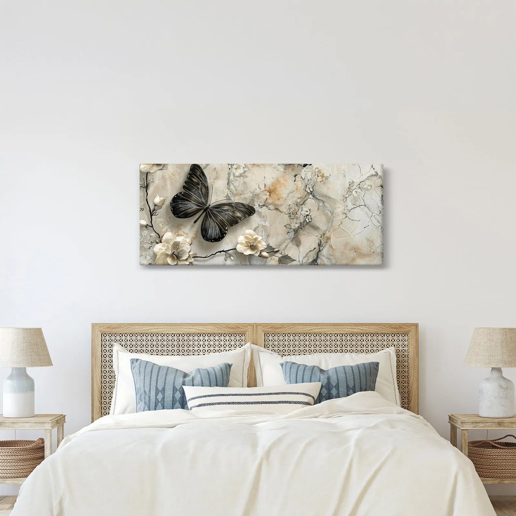 Kép - Márvány háttér pillangókkal (120x50 cm)