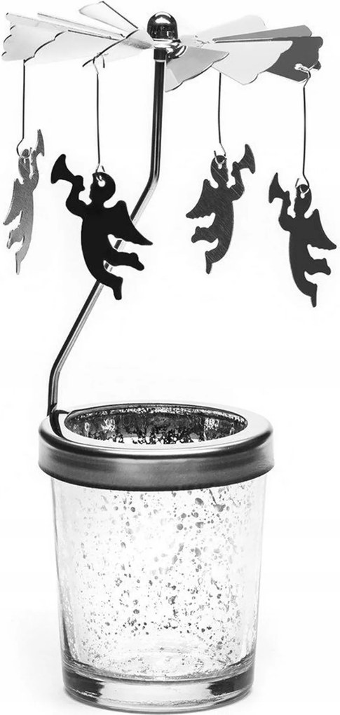 Gyertyatartó Forgó Angyalok üveg fém Nosztalgikus