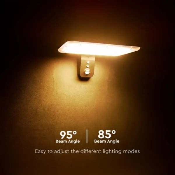 LED napelemes fali lámpa szenzorral LED/15W/3,2V 4000K/6000K IP65 fekete