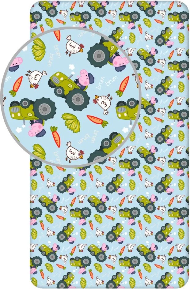 Peppa malac George's Tractor gumis lepedő 90x200 cm