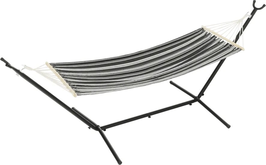 Függőágy állvány nélkül, szürke/fehér, EVANA NEW