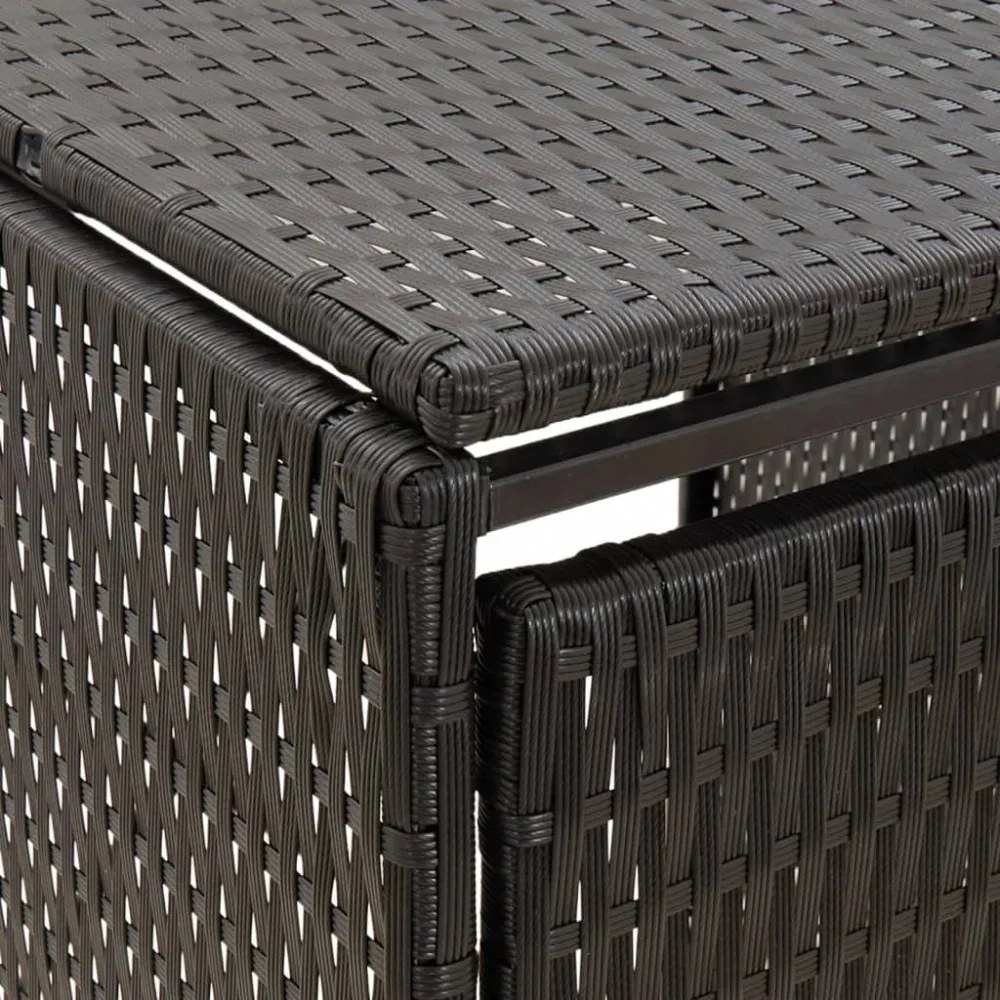 fekete polyrattan kerekes kukatároló fészer 70 x 80 x 117 cm