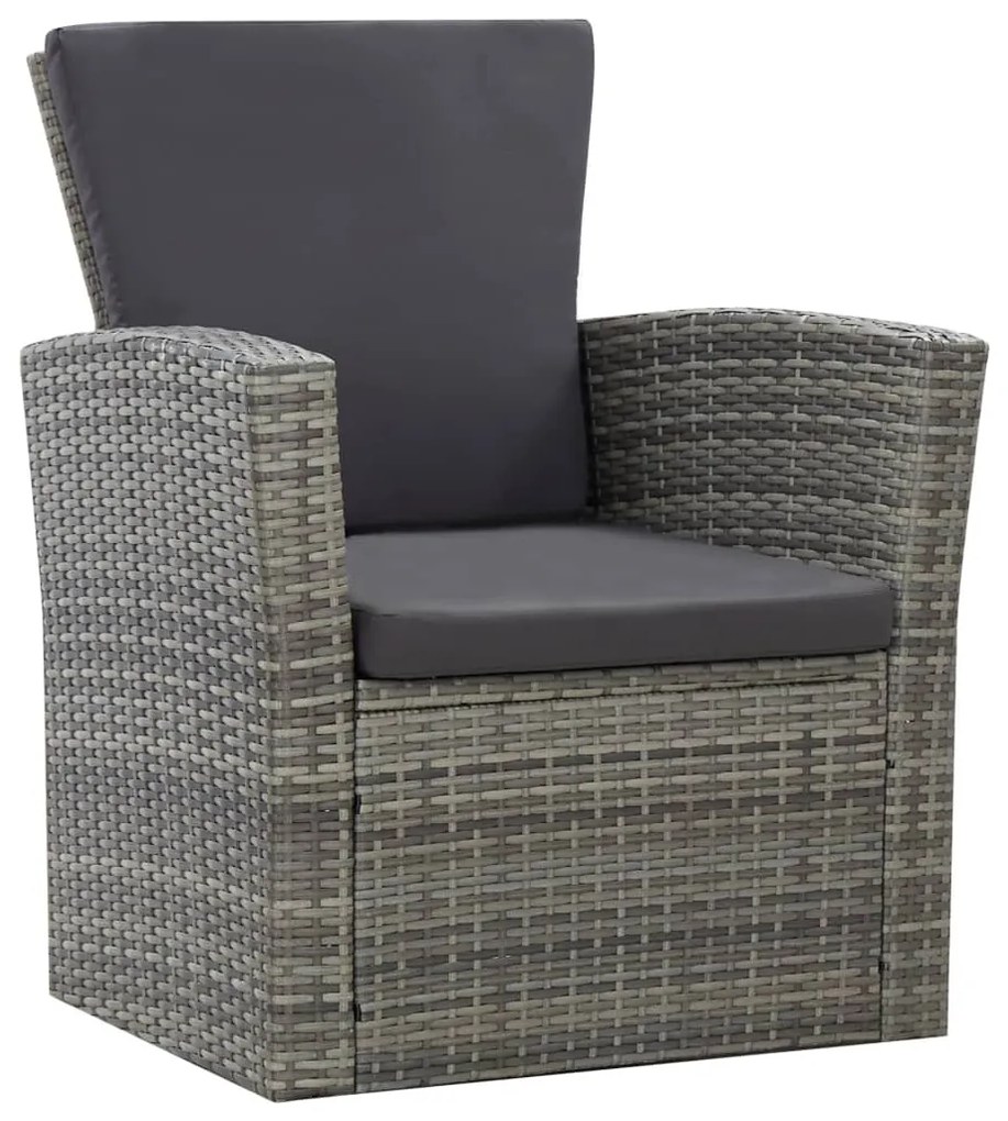 4-részes szürke polyrattan kerti bútorszett párnákkal